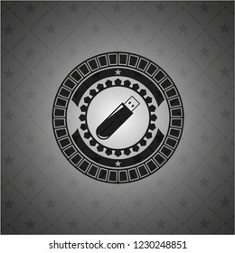 flash drive icon inside realistic dark emblem