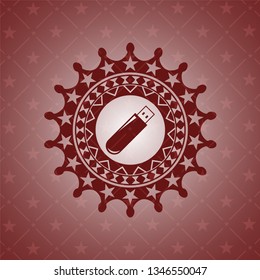 flash drive icon inside realistic red emblem