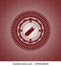 flash drive icon inside realistic red emblem