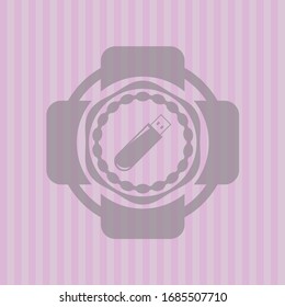 flash drive icon inside realistic pink emblem