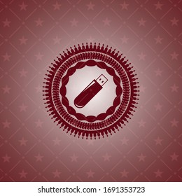 flash drive icon inside realistic red emblem
