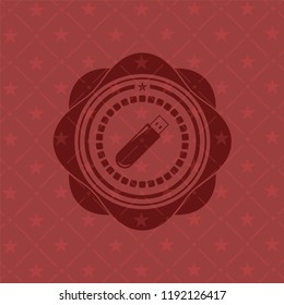 flash drive icon inside red emblem. Retro