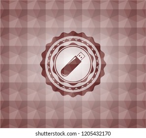 flash drive icon inside red seamless geometric pattern emblem. Seamless.