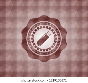 flash drive icon inside red geometric pattern emblem. Seamless.
