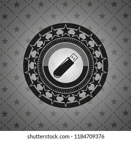 flash drive icon inside retro style black emblem