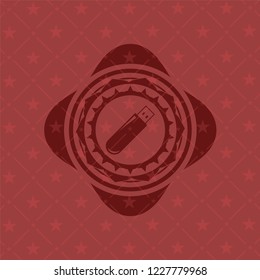 flash drive icon inside retro style red emblem