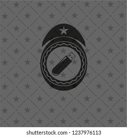 flash drive icon inside retro style black emblem