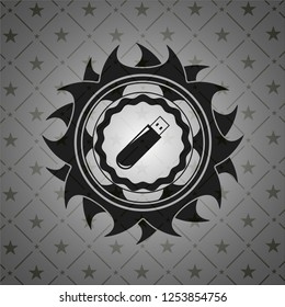 flash drive icon inside retro style black emblem
