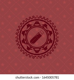 icono de la unidad flash dentro del emblema rojo estilo retro