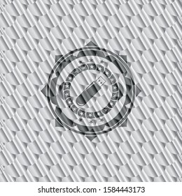 flash drive icon inside silver color badge. Scales pattern. Vector Illustration. Detailed.