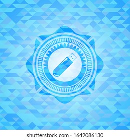 flash drive icon inside sky blue mosaic emblem