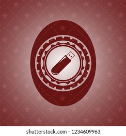 flash drive icon inside vintage red emblem
