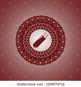 flash drive icon inside vintage red emblem