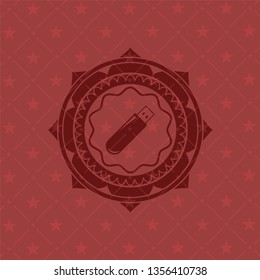 flash drive icon inside vintage red emblem