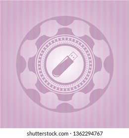 flash drive icon inside vintage pink emblem