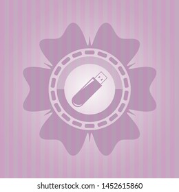 flash drive icon inside vintage pink emblem