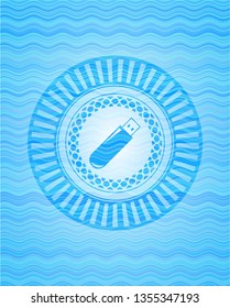 flash drive icon inside water wave representation emblem background.