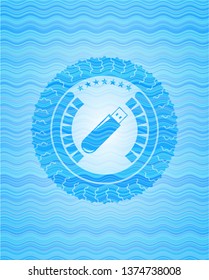 flash drive icon inside water wave style badge.