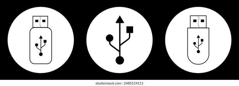Icono de unidad flash aislado. Señal de puerto USB sobre fondo blanco. Símbolo Plug, icono de conexión. ILUSTRACIÓN VECTORIAL USB SIGN, icono USB aislado, símbolo USB Vector. Símbolo del Vector de la señal del disco de destello