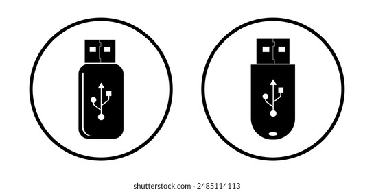 Icono de unidad flash aislado. Señal de puerto USB sobre fondo blanco. Símbolo Plug, icono de conexión. ILUSTRACIÓN VECTORIAL USB SIGN, icono USB aislado, símbolo USB Vector. Símbolo del Vector de la señal del disco de destello