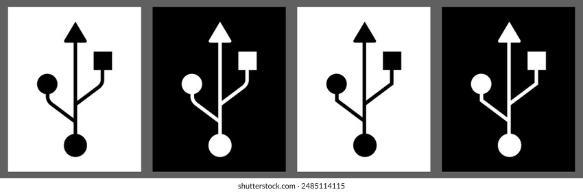 Icono de unidad flash aislado. Señal de puerto USB sobre fondo blanco. Símbolo Plug, icono de conexión. ILUSTRACIÓN VECTORIAL USB SIGN, icono USB aislado, símbolo USB Vector. Símbolo del Vector de la señal del disco de destello