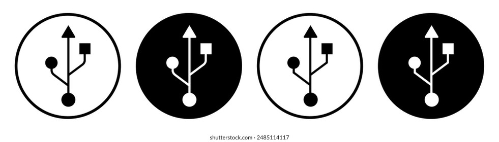 Icono de unidad flash aislado. Señal de puerto USB sobre fondo blanco. Símbolo Plug, icono de conexión. ILUSTRACIÓN VECTORIAL USB SIGN, icono USB aislado, símbolo USB Vector. Símbolo del Vector de la señal del disco de destello