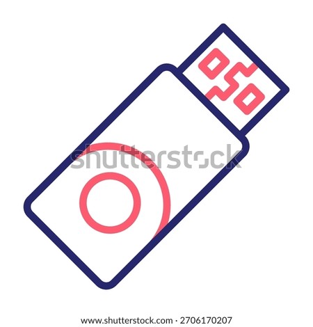 Flash Drive Icon Line Color Style Vector Illustration