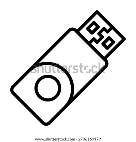 Flash Drive Icon Line Style Vector Illustration