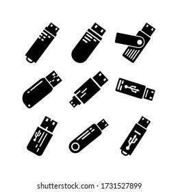 icono de la unidad flash o logotipo símbolo de signo aislado ilustración vectorial - Colección de iconos vectoriales de estilo negro de alta calidad
