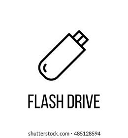Flash drive icon or logo in modern line style. High quality black outline pictogram for web site design and mobile apps. Vector illustration on a white background. 