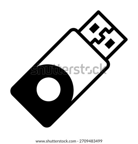 Flash Drive Icon Mixed Style Vector Illustration