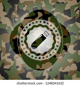 flash drive icon on camo pattern