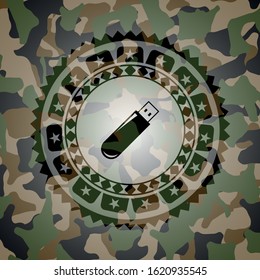 flash drive icon on camo pattern