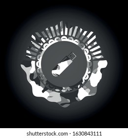 flash drive icon on grey camouflage texture