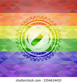 flash drive icon on mosaic background with the colors of the LGBT flag