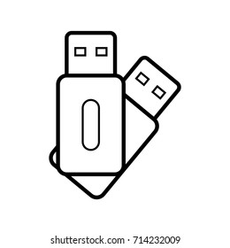 flash drive icon outline isolated on the white background. vector illustration