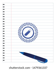flash drive icon pen strokes emblem. Blue ink. Vector Illustration. Detailed.