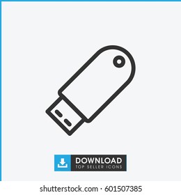 flash drive icon. simple outline flash drive vector icon. on white background.