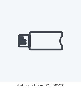 Icono de Flash Drive en un estilo de línea de moda aislado en un fondo azul suave