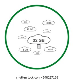 Flash drive Icon Vector flat design style