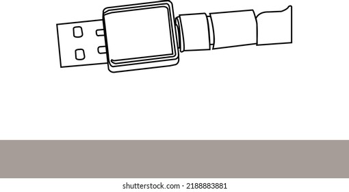 Ilustración del vector de icono de Flash Drive. Ilustración de material del vector de iconos de la unidad de lápiz. Ilustración del material de la ilustración del vector del icono de la pluma. diseño de línea vectorial de icono de unidad flash USB