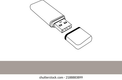 Isometric Red USB Flash Drive Memory Minimal Flat Line Outline Stroke Icon  Stock Vector  Adobe Stock