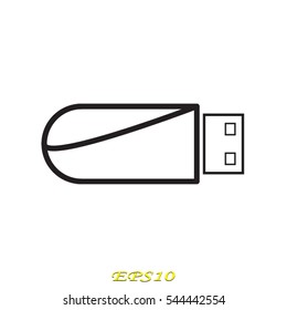 flash drive, icon, vector illustration eps10
