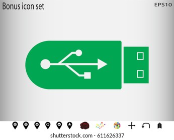 flash drive, icon, vector illustration eps10