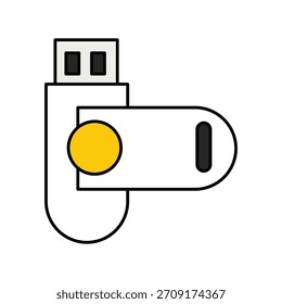 Icono de Flash Drive con Vector de fondo blanco