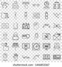 Flash drive icons set. Outline style of 36 flash drive vector icons for web for any design