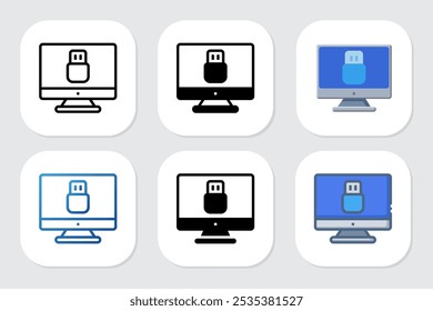 Iconos de la unidad flash con varios estilos de diseño