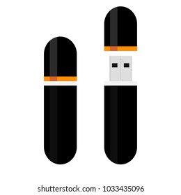 Flash drive isolated on white background. Device for storage, data. Vector illustration