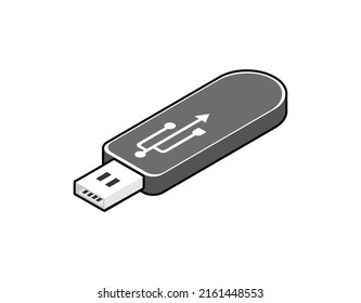 Flash drive isometric design icon. Vector web illustration. 3d colorful concept