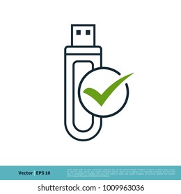 Flash Drive Line Art Icon Vector Logo Template Illustration Design. Vector EPS 10.